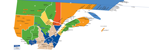 Carte des régions administratives du Qc