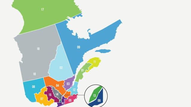 Les régions administratives du Québec